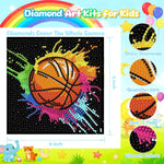 bleihum 4 Pack Diamond Art Painting Kits for Kids Ages 8-12 Sports 6X6inch | Small Diamond Art for Kids Ages 8-12, Cute Football Gem Arts and Crafts for Kid Ages 8-12 Gift Home Decor