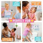 Hadley Designs Potty Training Chart for Toddlers Girls -10 Sticker Potty Chart for Toddlers Girls, 8.5x11" Potty Training Sticker Charts for Toilet Success, Unicorn Toddler Reward Chart for Kids
