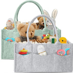 HIPHOP PANDA 2-Pack Diaper Caddy Organizer - Newborn Essentials Baby Registry Must Haves - Sturdy Nursery Storage Bin & Portable Car Caddy for Diapers & Wipes - Grey/Oatmeal Gift Set