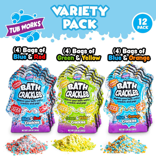 Tub Works Bath Crackles - 12 Pack, Nontoxic & Fragrance-Free Bath Toy for Kids