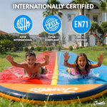 JAMBO Premium 24Ft Budget Slip Splash and Slide, Heavy Duty Water Slide with Advanced Sprinkler System, Backyard Waterslide, Splash Mat, Outdoor Water Toys n Slides for Kids