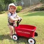 radio flyer push & pull walker wagon with garden tools, red, for kids 1-4 years old