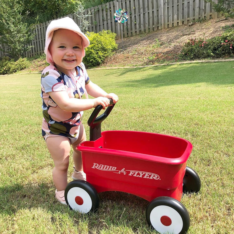 radio flyer push & pull walker wagon with garden tools, red, for kids 1-4 years old