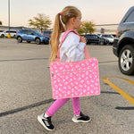 MENZOKE Kids Travel Tray for Toddler Car Seat, Road Trip Activities for Kid | Road Trip Essentials Accessories Lap Tray with iPad Holder Stand & Dry Erase Board as Travel Gifts for Kid, Pink