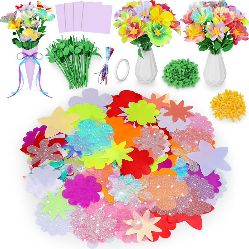 DIY Fabric Flower Bouquet Kit for Kids, Educational Toy, Arts and Crafts for 4+ Year Toddler Girl