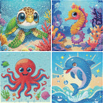 bleihum 4 Pack Diamond Art Painting Kits for Kids Ages 8-12 Sports 6X6inch | Small Diamond Art for Kids Ages 8-12, Cute Football Gem Arts and Crafts for Kid Ages 8-12 Gift Home Decor