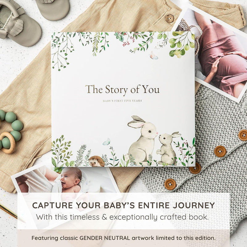 Keepsake Baby Memory Book – Timeless Gender Neutral First 5 Year Baby Book | For Baby Boy or Girl – Record Entire Birth-Age 5 – Milestone Book – Baby Journal Scrapbook Photo Album – Reveal & Shower Gift