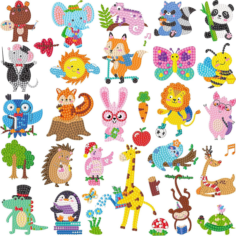 Labeol Diamond Art Kits for Kids Boys and Girls Ages 6-8-10-12 Easy to DIY Creative Diamond Art Sticker Craft by Numbers Kits for Kids and Adult Beginners (Animal)