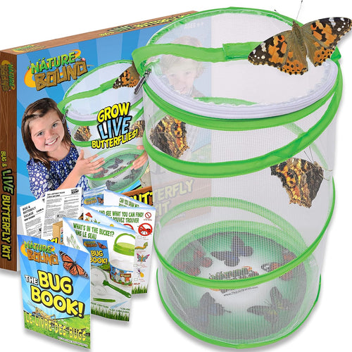 Nature Bound butterfly growing kit for kids - Live caterpillar to butterfly project with STEM learning guide and voucher